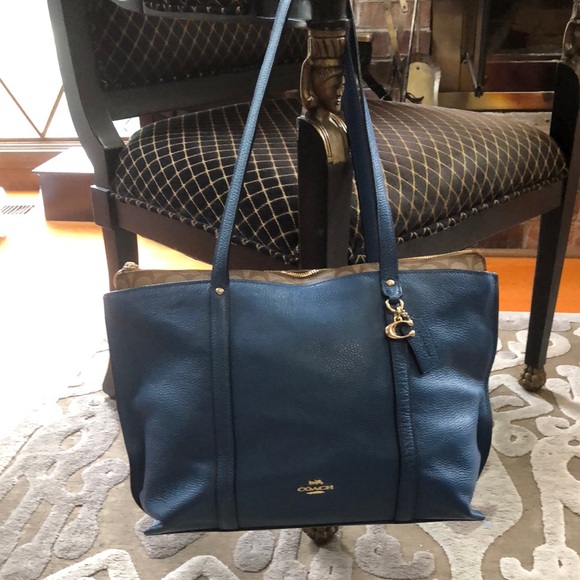 Coach May Blue Leather Tote Bag